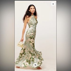 NWOT Reformation Veria Silk Dress in Tarragon Size 8